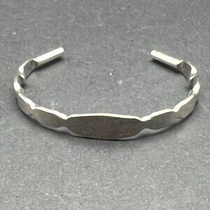 Vintage‎ Shiny Silver Tone Cuff Bracelet ID